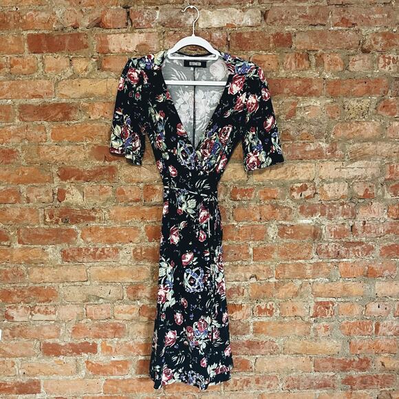 Reformation Laurel Dress - Size small - Bloom - floral wrap jersey midi dress - Picture 6 of 10